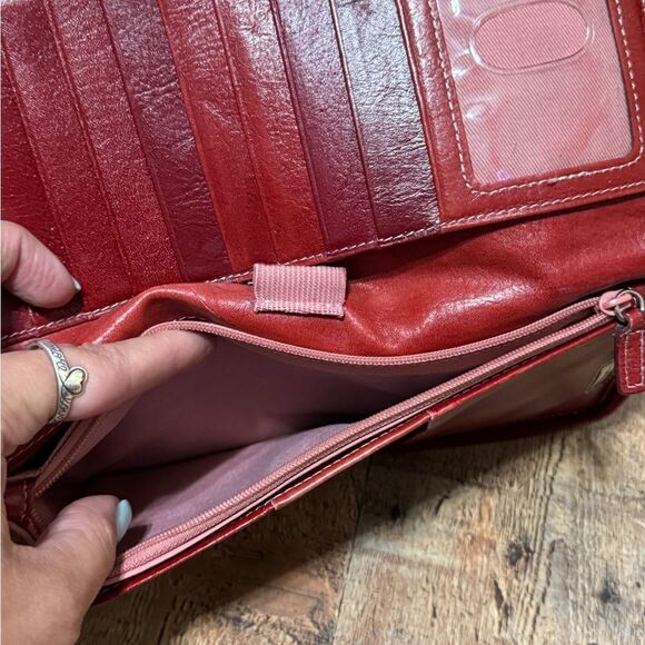 Fossil Travel Wallet red leather Zippered wristlet strap - Picture 12 of 12